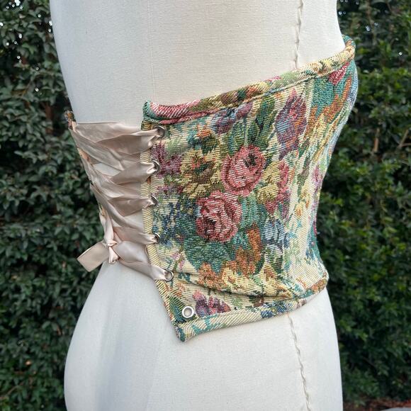 Tic Toc Floral Tapestry Lace Up Corset Women’s Small Cottage - Picture 3 of 10